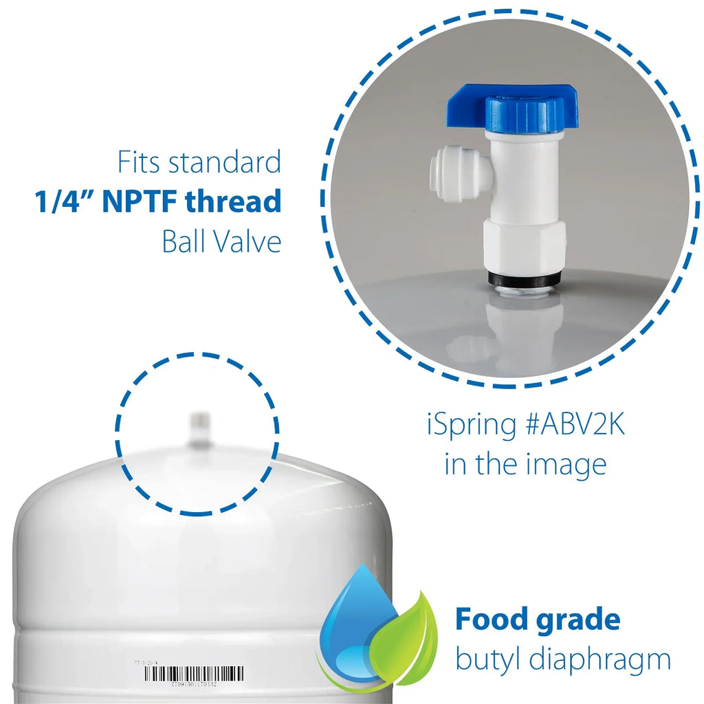 iSpring T55M 5.5 Gallon Residential Pre-Pressurized Water Storage Tank Reverse Osmosis (RO) Systems