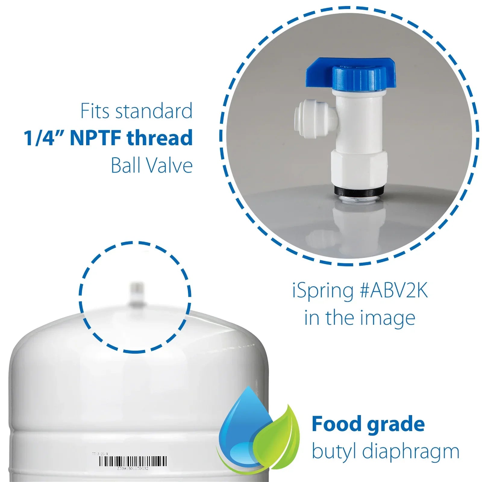 iSpring T55M 5.5 Gallon Residential Pre-Pressurized Water Storage Tank Reverse Osmosis (RO) Systems