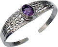 Genuine Purple Amethyst Gemstone Handmade Cuff Bracelet Men Women, Genuine 925 Sterling Silver Fashion Bracelets, Adjustable Designer Jewelry Gifts