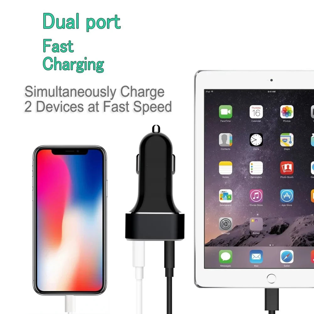 2-Port USB 36W Quick Car Charger w Cord Charger 6ft USB Cable M8J Blackberry Motion, Key2, KEYone, LE - BLU G9, Vivo XI Plus 5 - CAT S61 S48c - Coolpad Legacy - Essential Phone (PH-1)