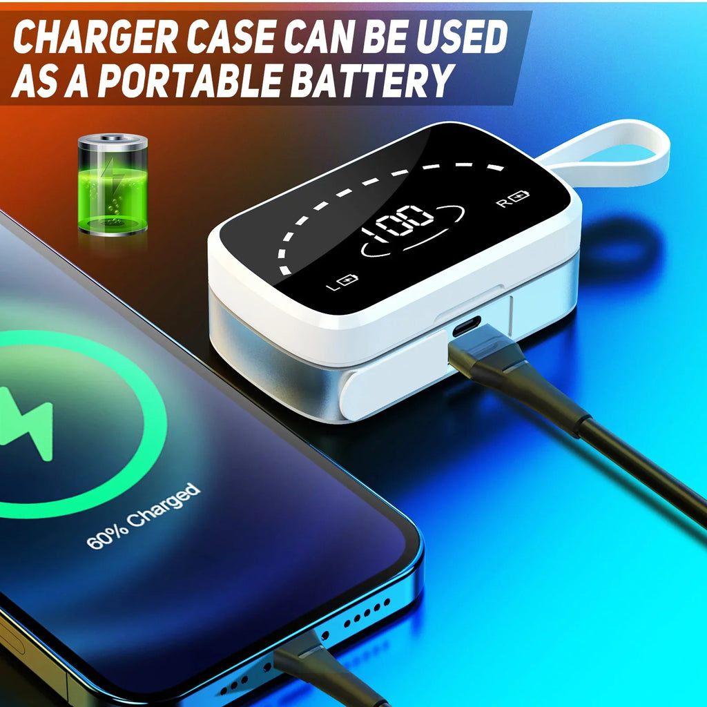 K2 Wireless Earbuds Bluetooth Sport Headphones Premium Fidelity Sound Caliber Charging Case Digital LED Intelligence Display Earphones Built-in Mic Headset Realme 7 Pro