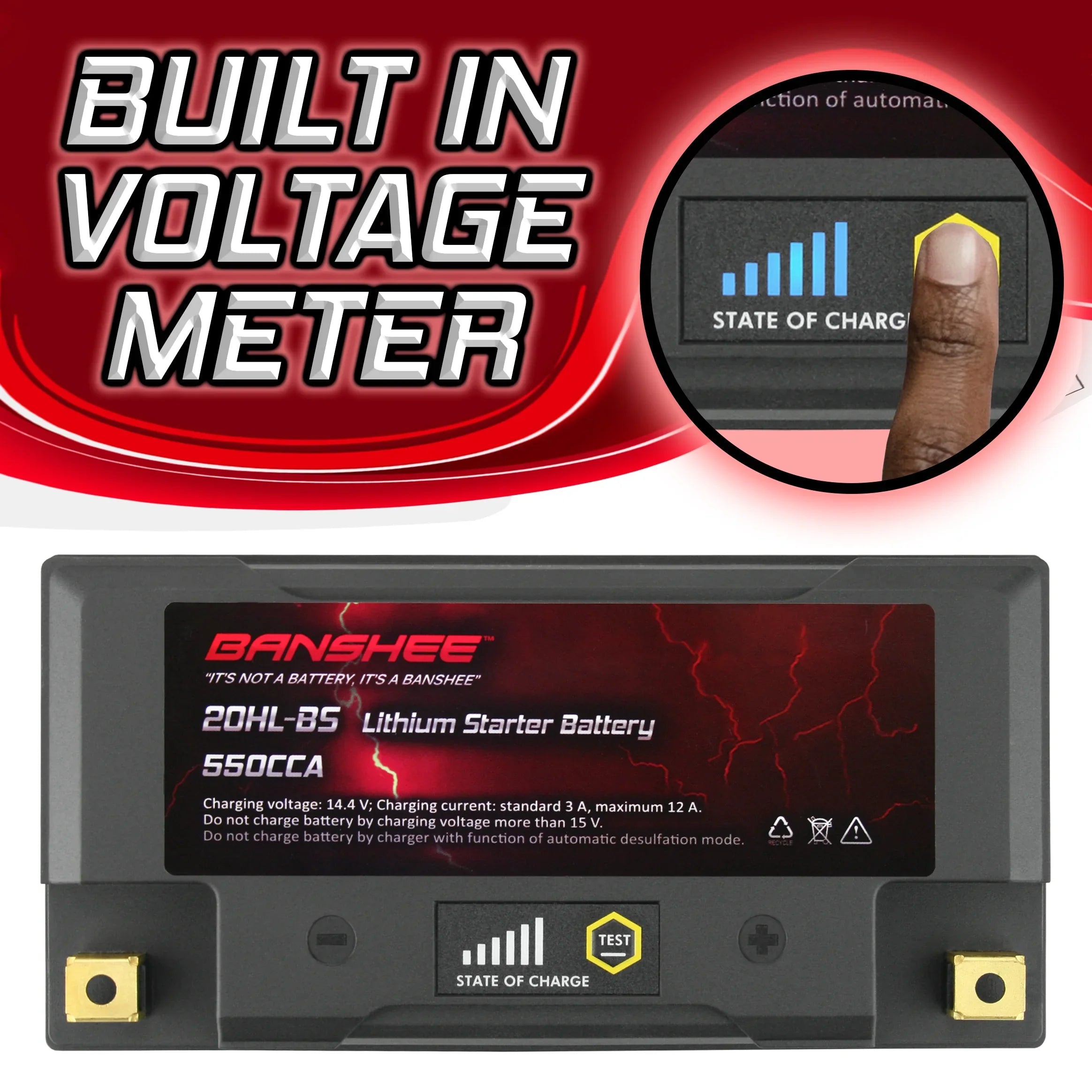 Banshee 20L-BS LiFePO4 Motorsports Battery with Yamaha XV1700A Road Star 2004 to 2007
