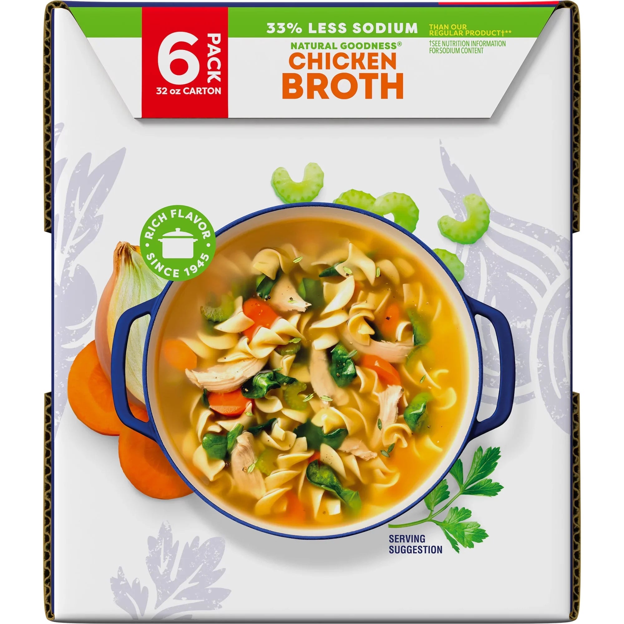 (6 Pack) Swanson Natural Goodness 33% Less Sodium Chicken Broth, 32 oz Carton