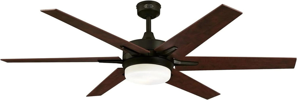 GOURE Lighting 74002B00 Transitional Cayuga, Smart WiFi Ceiling Fan with Amazon Alexa and Google Home with LED Light, Remote Control, 60 Inch, Black-Bronze Finish, Frosted Opal Glass