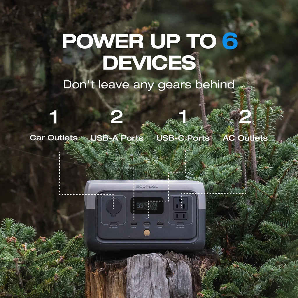 EcoFlow Portable Power Station RIVER 2 240,243wh LiFePO4 Battery/1 Hour Fast Charging, 600W Output Solar Generator (Solar Panel Optional) Outdoor Camping,Home Use,RV,Walmart Exclusive