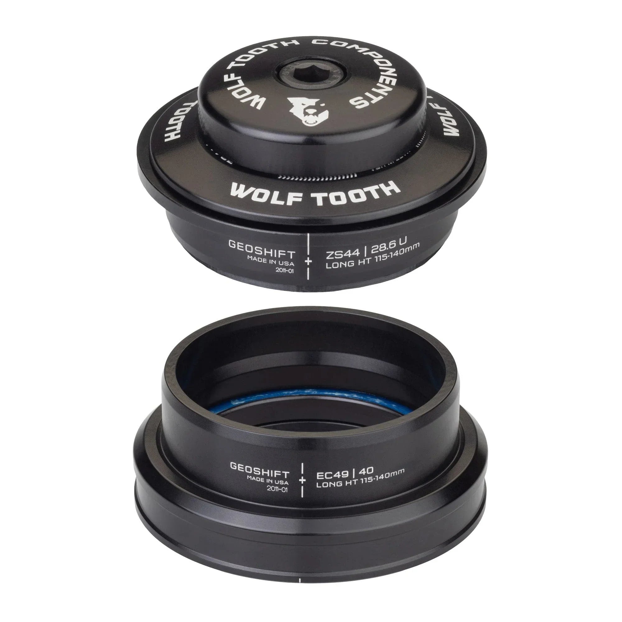 Wolf Tooth GeoShift Permance Angle Headset - 1 Deg, Long, ZS44/EC49, Black