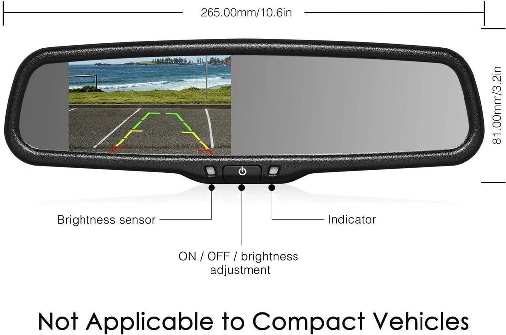 AUTO-VOX 4.3”LCD OEM Rear View Mirror Monitor with IP 68 Waterproof Back Up Car Camera, Night Vision Back Up Camera System Parking & Reversing (T2 )