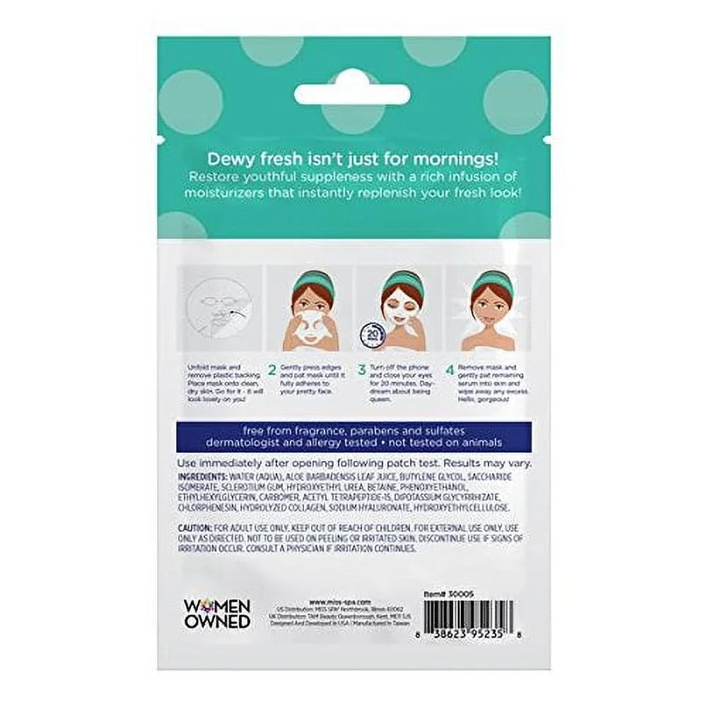 Miss Spa Hydrating Face Sheet Mask with Aloe, Skin Care Women, 4-Pack
