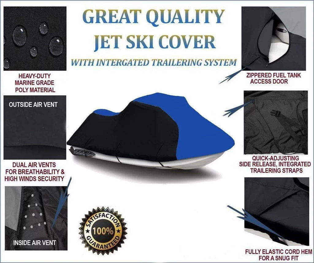 Black/Blue Heavy-Duty Wrap Sea Doo Sea-Doo GTX Wake 155 2011 2012 2013 2014 2015 2016 2017 2018 Jet Ski Shield PWC Coating New