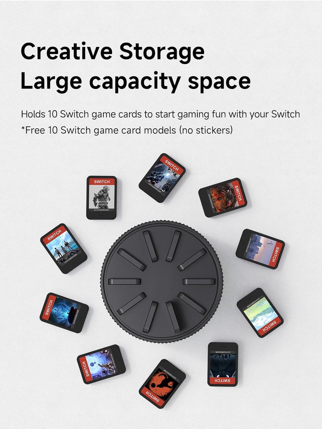 Game Storage Case Nintendo Switch, PS Vita, Rotating Game Card Case with 10 Card Slots, Black