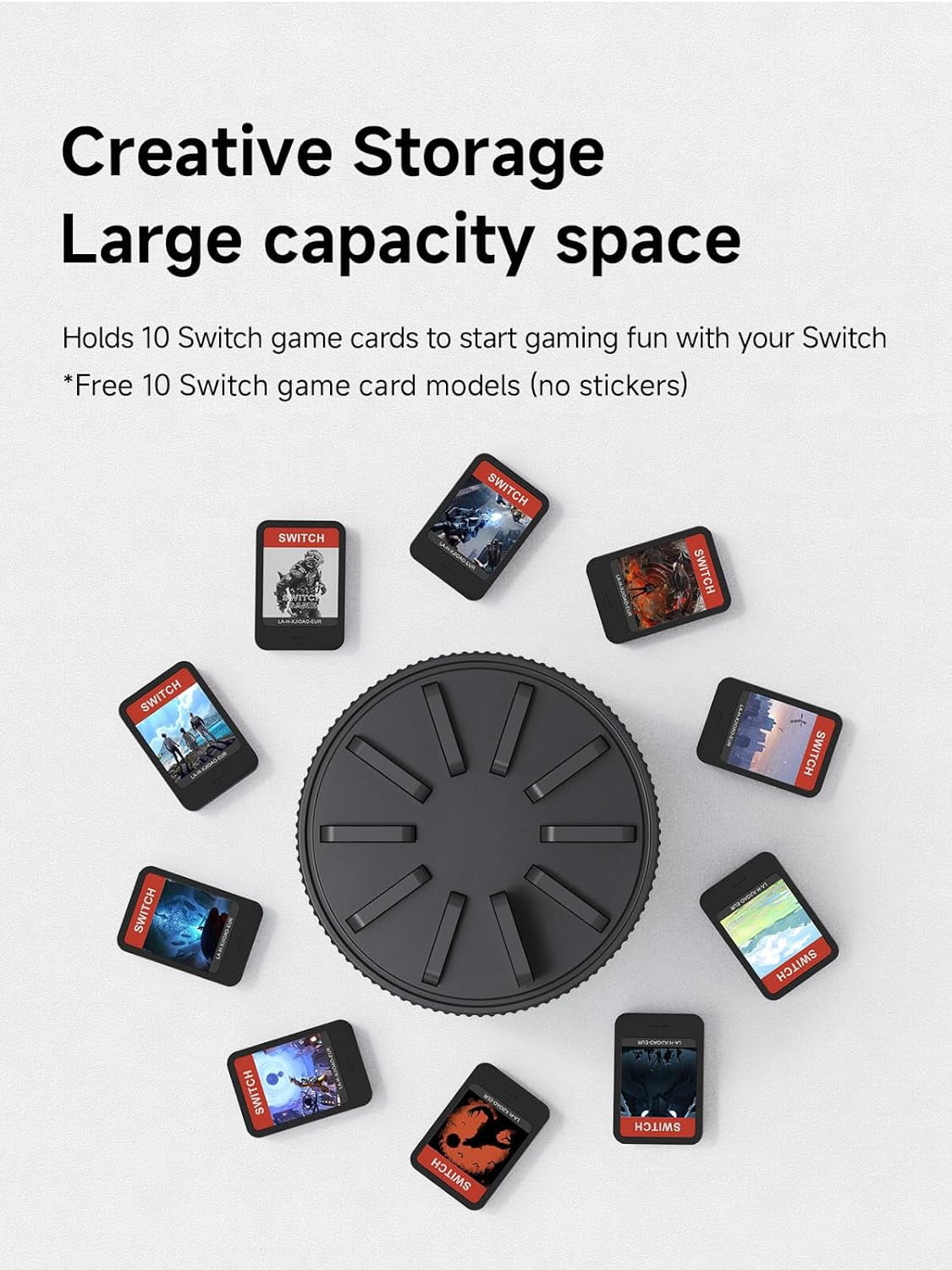Game Storage Case Nintendo Switch, PS Vita, Rotating Game Card Case with 10 Card Slots, Black
