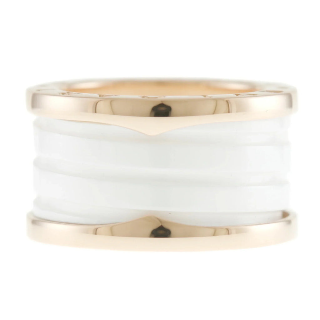 Pre-Owned Bvlgari B Zero One B-zero.1 4 Band White Ceramic Ring No. 10 18K Women's BVLGARI (Good)