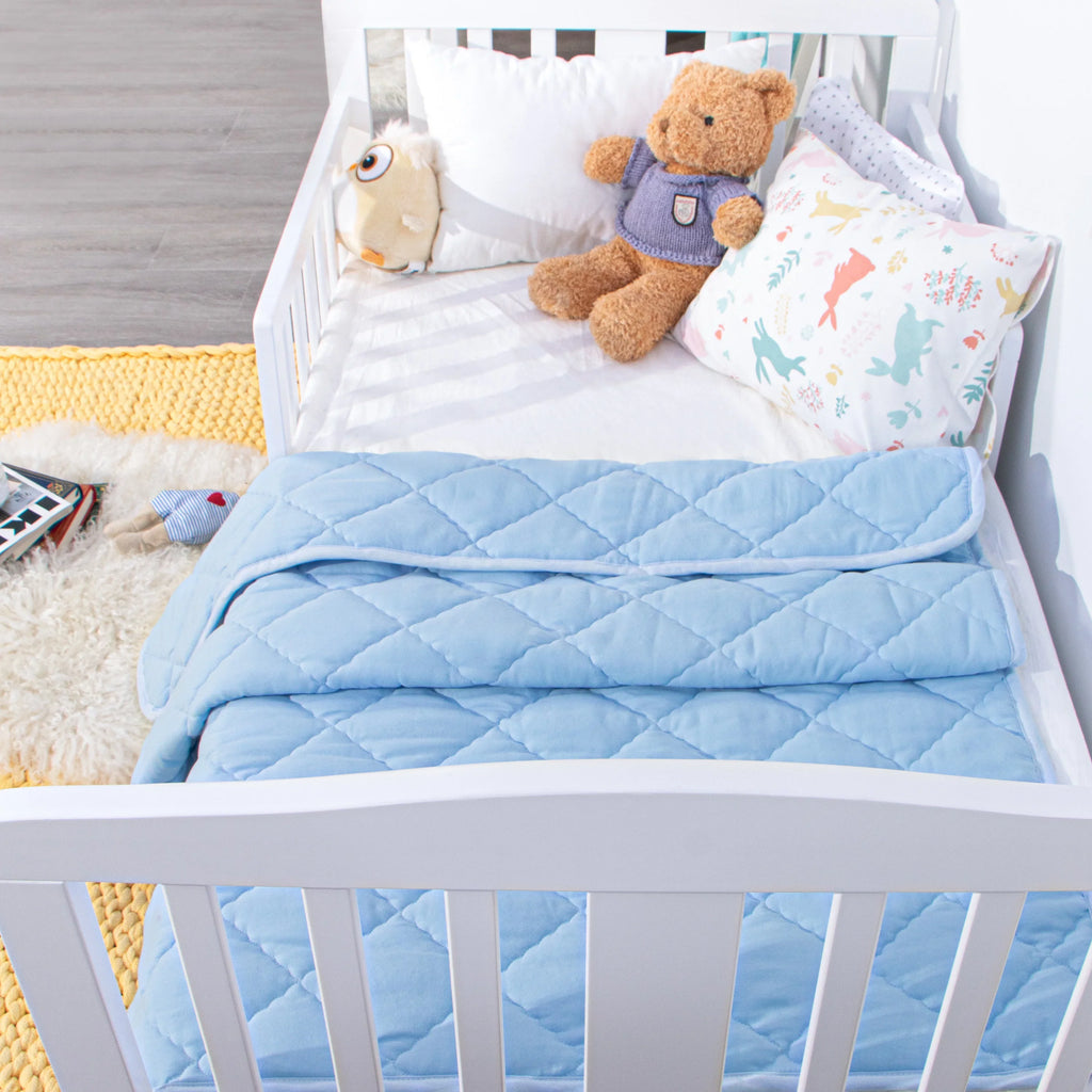 Ntbay Down Alternative Oversized Toddler Comter, Super Soft and Warm Solid Color Baby Crib Quilted Blanket, 43 x 60 inches, Aqua