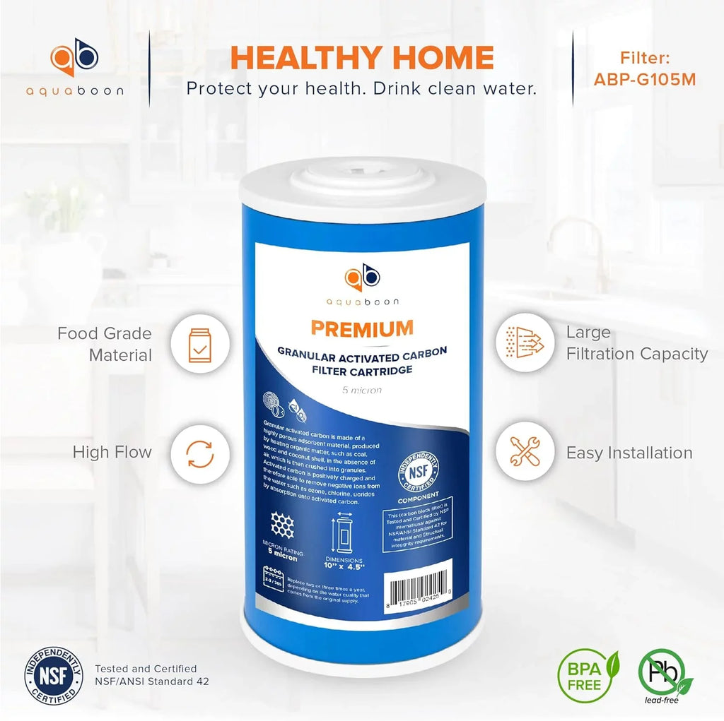 emium 5 Micron 10" X 4.5" Whole House Coconut Shell Granular Activated Carbon (GAC) Water Filter Replacement Cartridge 12-Pack